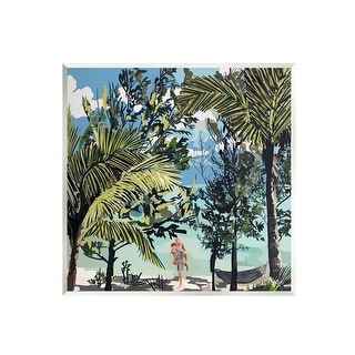 Busy Beach Aerial Painting Wall Plaque - 13x19 Inches, Blue Coastal Art, Made In USA - View #10