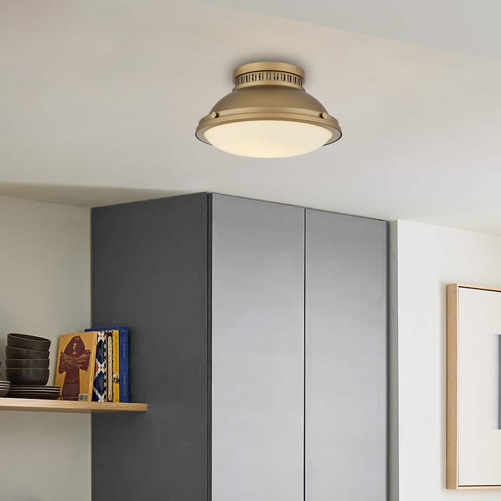 Halo 2-Light 14" Polished Brass Flush Mount Ceiling Light