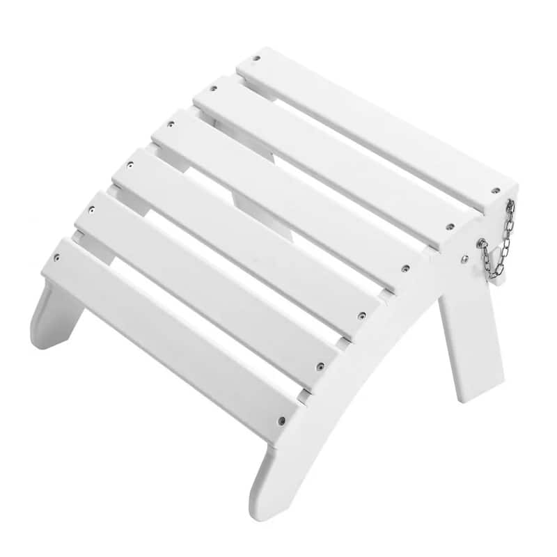 White HDPE Foldable Adirondack Ottoman Footrest with Steel Screws Ideal for Various Outdoor Spaces - 17.7” x 19.7” x 13.8” in