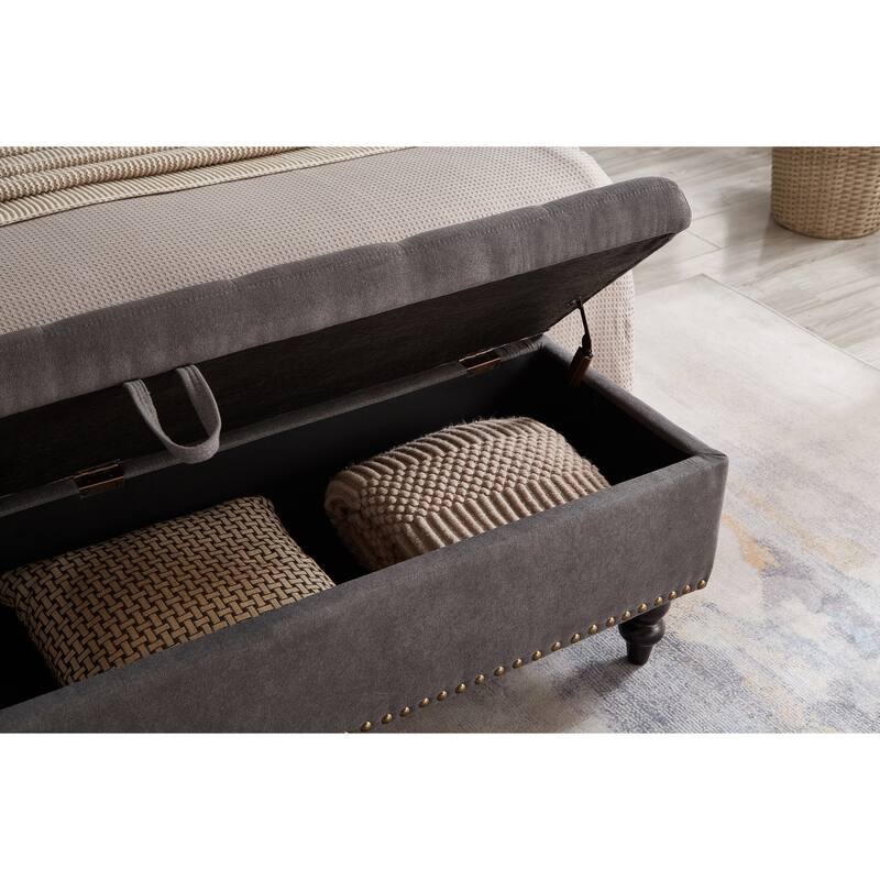59" Tufted Bed Bench Ottoman with Storage