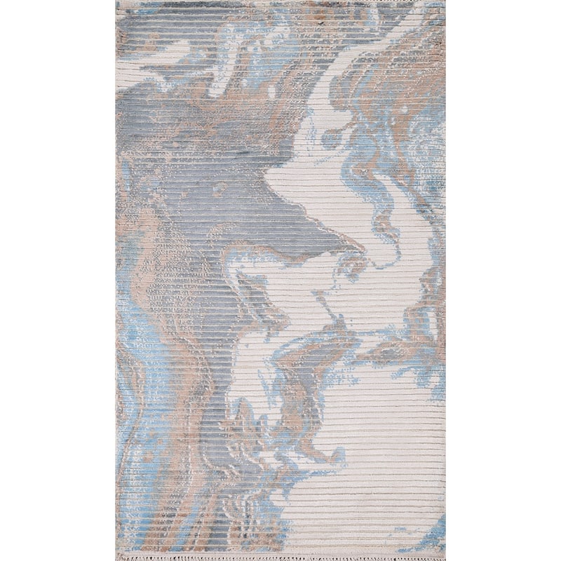 Abstract Oriental Accent Rug Handmade Wool Carpet - 3'0" x 5'1"