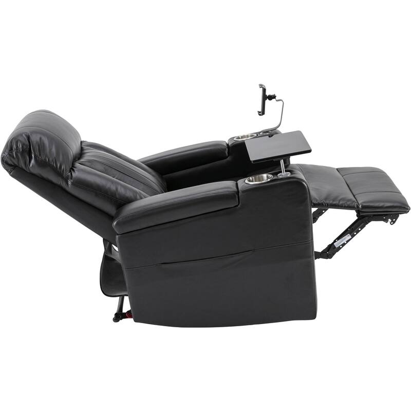 Premium Power Recliner with Storage Arms, Cupholders, Swivel Tray Table and Cell Phone Stand