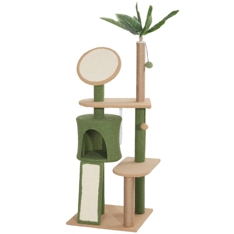 Cat Tree with Scratching Posts, Platforms & Toys - Soft Plush Covering for 1-2 Cats - 18.9" L x 17.3" W x 54.7" H