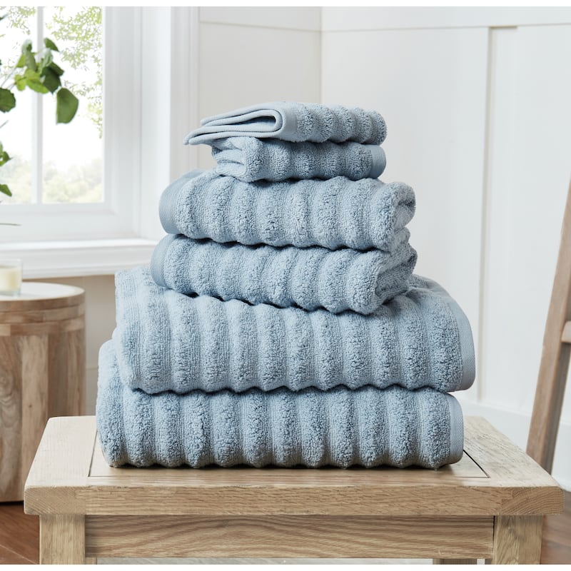 Christian Siriano NY Textured Zero Twist 6 Piece Towel Set - Light Blue
