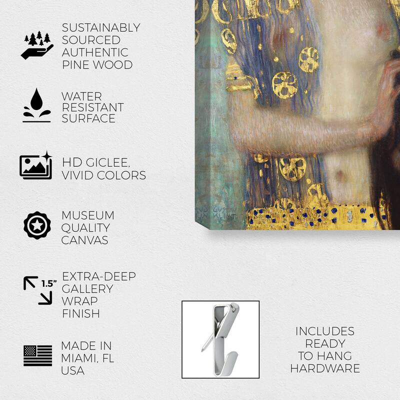 Wynwood Studio Canvas Classic Gustav Klimt - Judith and the Head of Holofernes Gold and Metallic Gold Glam Wall Art Canvas Print