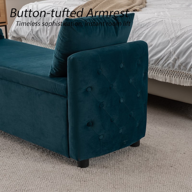 Storage Bench for Bedroom, 60" End of Bed Bench for King Size Bed Modern Upholstered Long Bench with Tufted Arm
