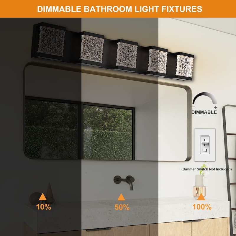 32" 5-Light LED Vanity Light with Crystal Glass