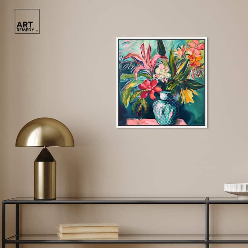 Art Remedy Vase Of Tropical Flowers Framed Flowers In Vase Paintings