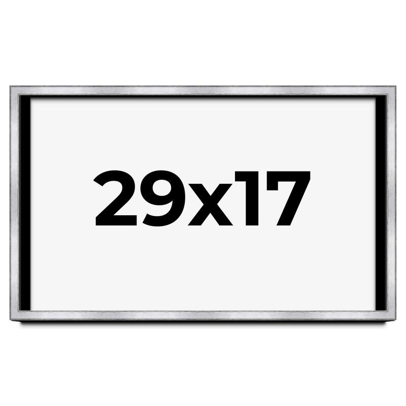 29x17 Shadow Box Frame Silver | 1.375 Inches Deep Real Wood
