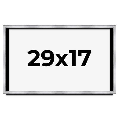 29x17 Shadow Box Frame Silver | 1.375 Inches Deep Real Wood