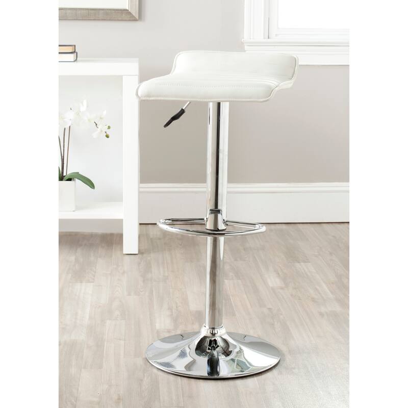 SAFAVIEH Jacalyn 22.4-30.9-inch White Adjustable Swivel Bar Stool - 15.2" x 15.8" x 25.2" - 15Wx16Dx34H - White