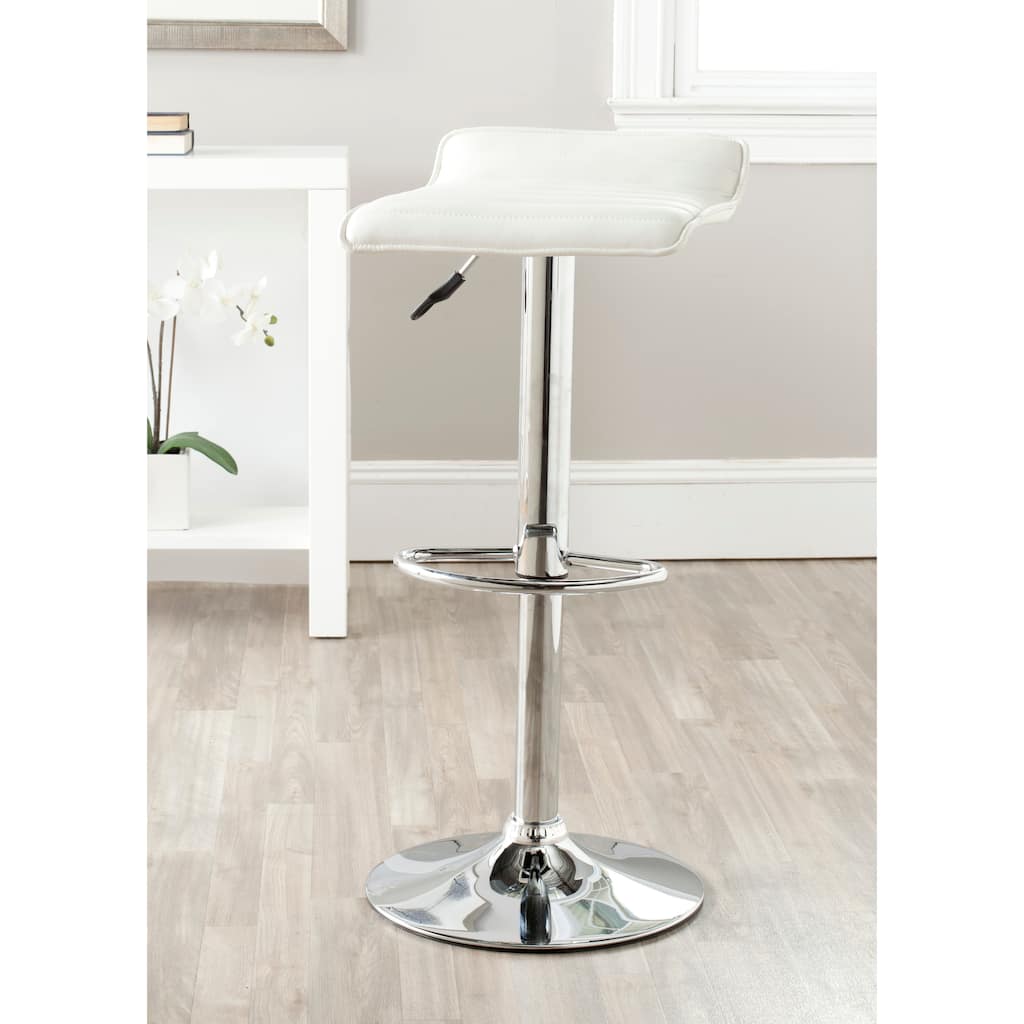 SAFAVIEH Jacalyn 22.4-30.9-inch White Adjustable Swivel Bar Stool - 15.2" x 15.8" x 25.2" - 15Wx16Dx34H