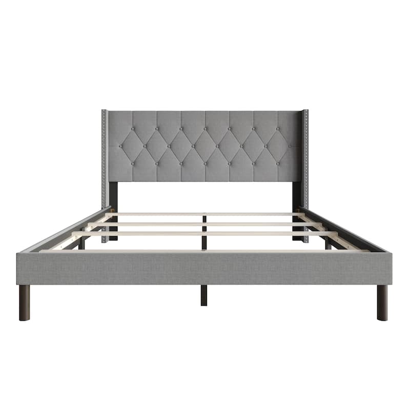 Clayfell Cicero Tufted Upholstered Wingback Panel Bed