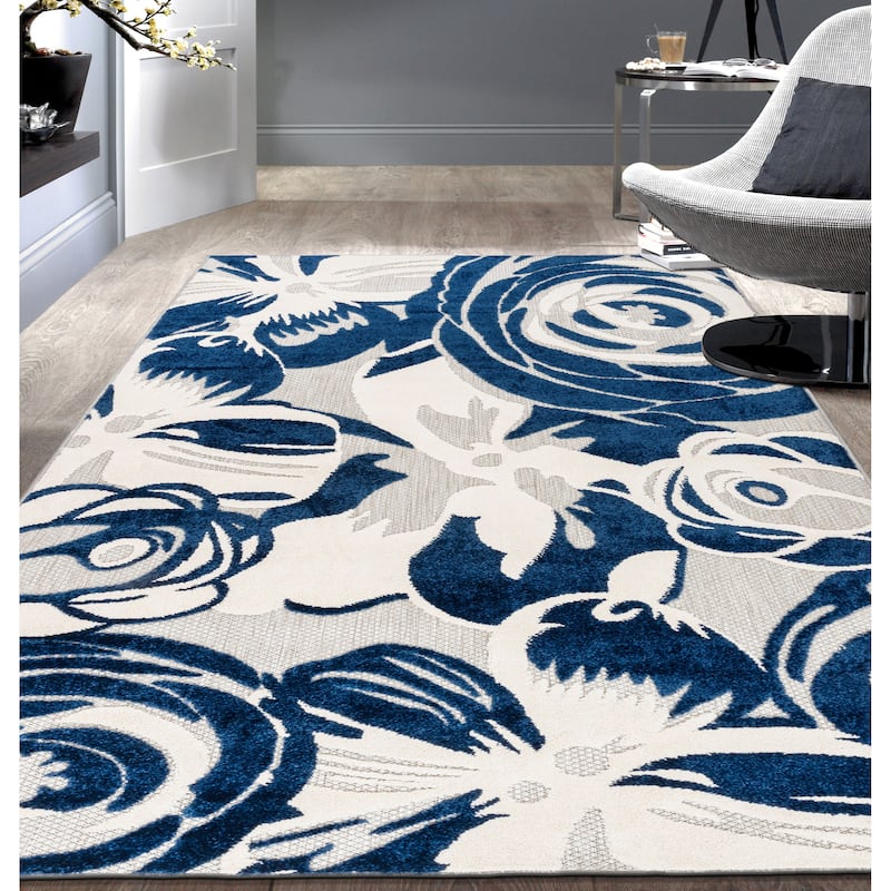 World Rug Gallery Modern Floral Indoor/Outdoor Area Rug