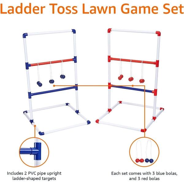 Ladder Toss Outdoor Lawn Game Set with Soft Carrying Case, 2 Count - Blue,Red