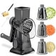 preview thumbnail 1 of 0, Stainless Steel Changeable Blades Rotary Cheese Grater Kitchen Tool Potato Slicer Shredder Nuts Chocolate Chopper gray