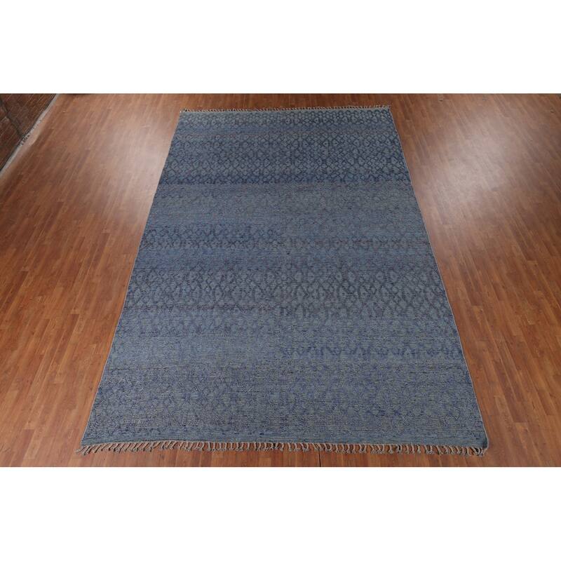 All-Over Trellis Moroccan Oriental Large Rug Hand-Knotted Wool Carpet - 9'8"x 14'7"