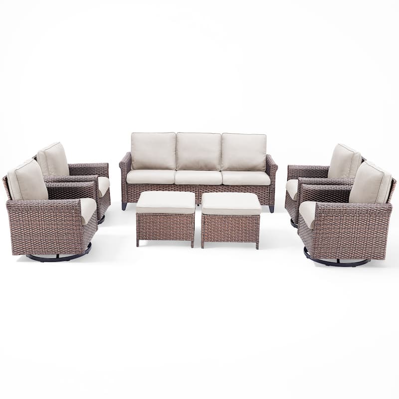 Pocassy Outdoor Sofa Swivel Chairs Patio Chair Funiture Set