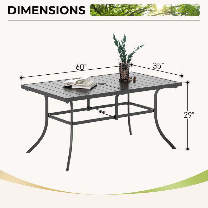 MAISON ARTS 7 Pieces Patio Dining Set, 6 x Swivel Dining Chairs with Cushion and 1 Metal Table with 2.6" Umbrella Hole