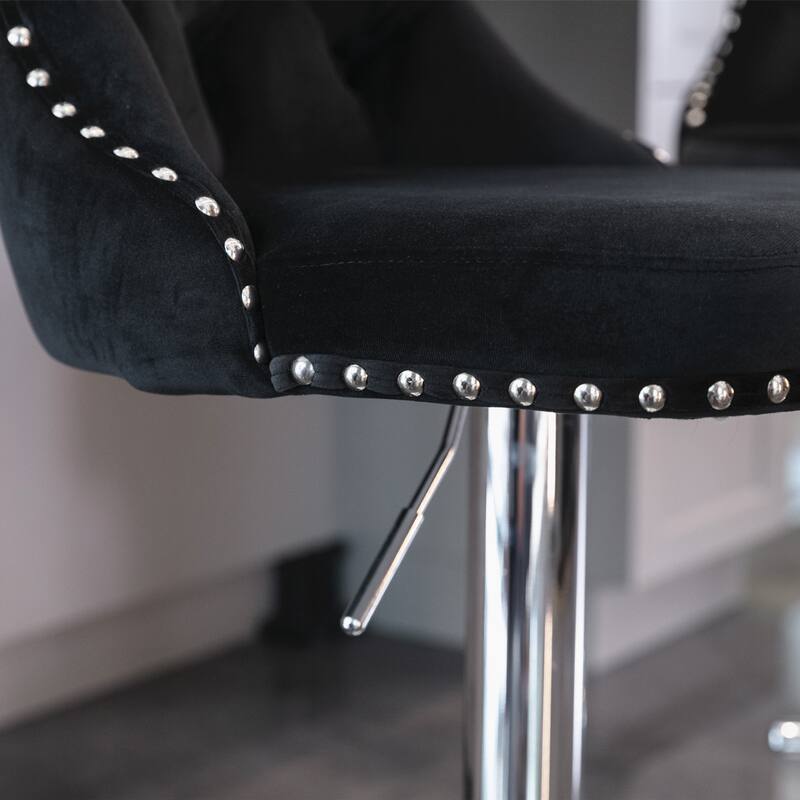 Counter Height Swivel Barstools Adjustable Upholstered Bar Chairs Set of 2
