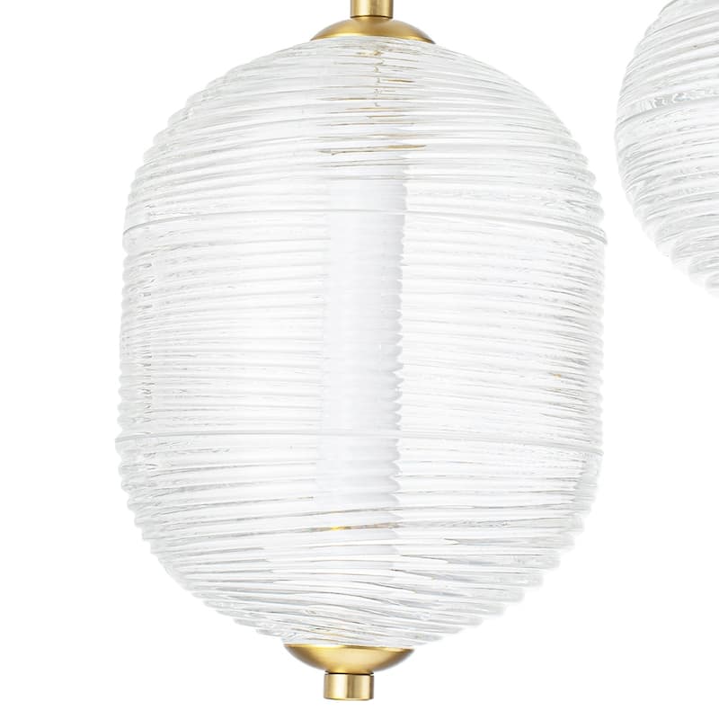 Glam Etched Ribbed Glass 5-Light Cluster LED Chandelier 16.3 in