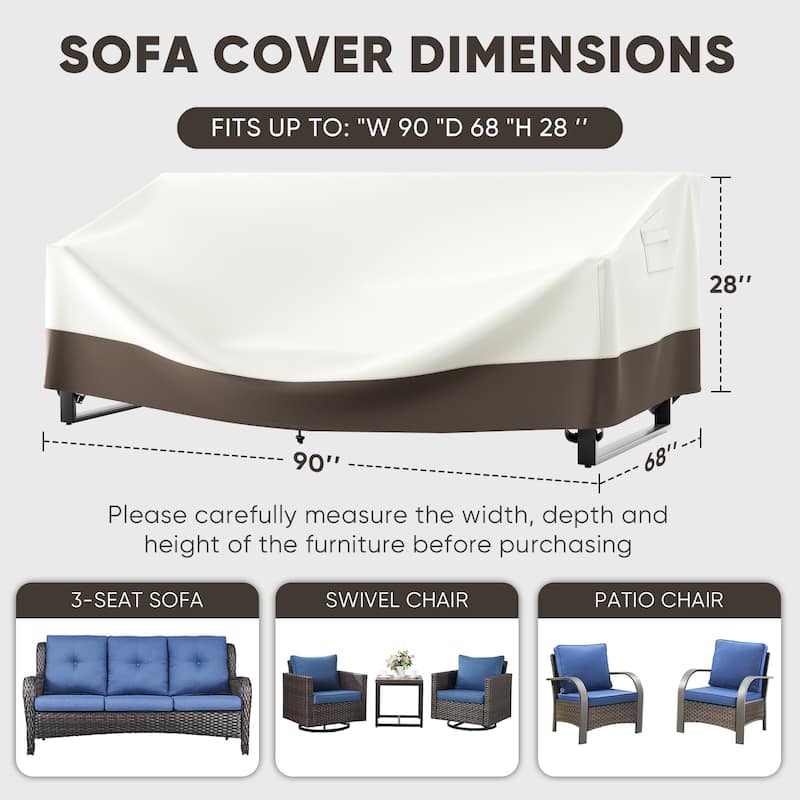 Heavy Duty Patio Sofa Cover, Waterproof 3-Seater Outdoor Sofa Cover