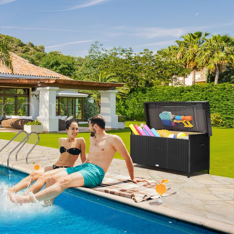 200 Gallon Outdoor Wicker Deck Box - N/A