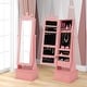preview thumbnail 1 of 5, Kid Freestanding Jewelry Armoire Mirror Storage Drawer Pink/White