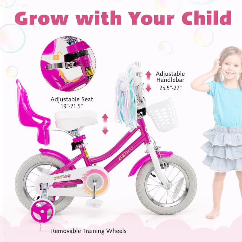Costway 16" Kids Bicycle with Basket Doll Seat Colorful Streamers - See Details