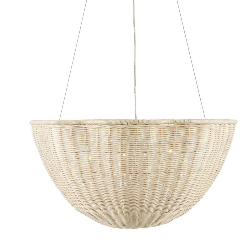 Currey & Company Telos Pendant - 13.75"h x 25.75"dia - 13.75"h x 25.75"dia - Bleached Natural/Vanilla