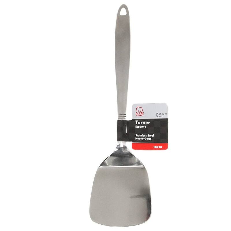 Chef Craft 12.5" Stainless Steel Solid Turner Spatula with Attractive Brushed Finish Handle
