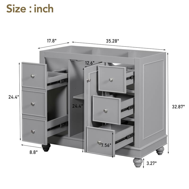 36" Gray Bathroom vanity - Grey - without Sink