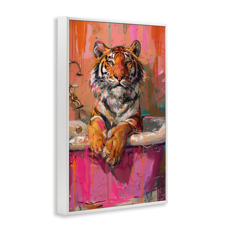 Stupell Fresh Abstraction Tiger in Bathtub Framed Giclee Art Design By LSR Design Studio