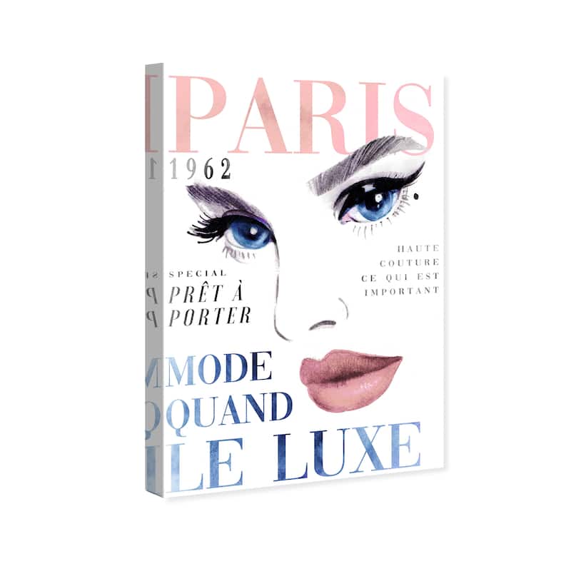 Wynwood Studio Canvas Fashion and Glam Cover Paris Portrait Couture White and Pastel Pink Glam Wall Art Canvas Print