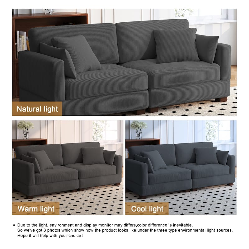 84.5″W Modern Corduroy Couch Modular Sofa
