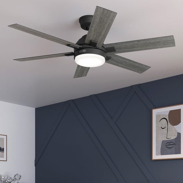 slide 2 of 18, Hunter 52" Georgetown ENERGY STAR® Ceiling Fan w/ LED Light, Remote - Contemporary - Easy Install! Matte black