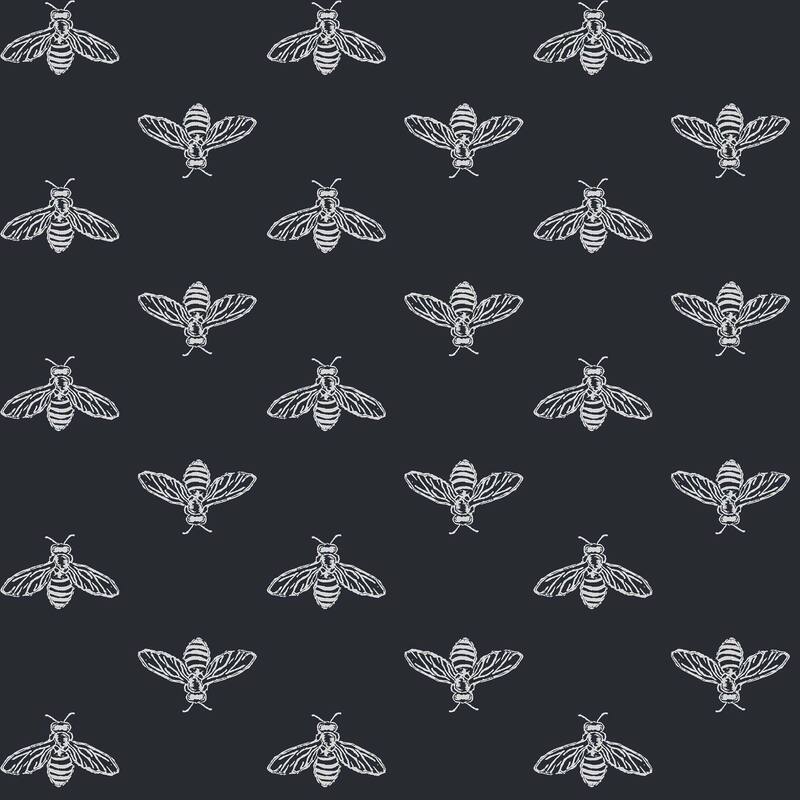 Joules Block Print Bee French Navy Wallpaper