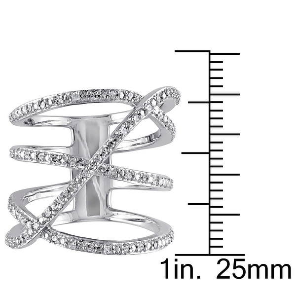 Miadora Sterling Silver 1/5ct TDW Diamond Crossover Highway Ring