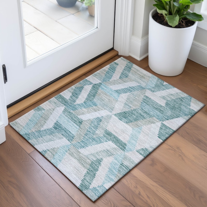 Premium Washable Super Soft Modern Cali Mayfield Rug - Teal - 1'8" x 2'6"