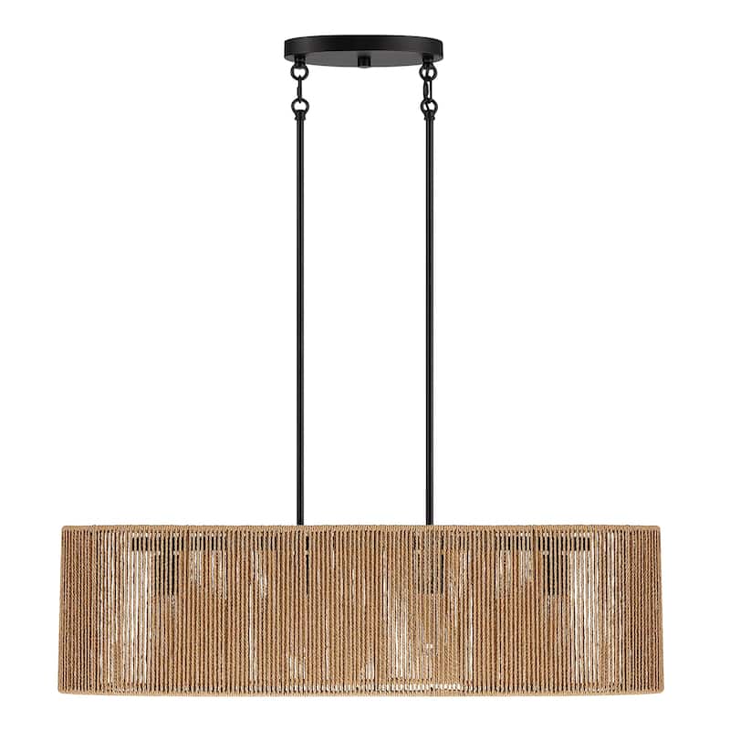 Lavery 4-Light Rattan Kitchen Island Chandelier with Black Hardware - 36'' W