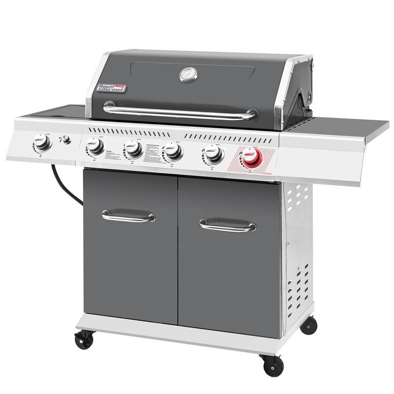 Royal Gourmet 5-Burner Gas Grill with Sear Burner & Side Burner, Grey