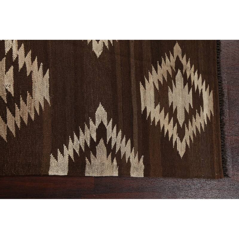 Natural Dye Tribal Geometric Kilim Oriental Area Rug Wool Flat-weave - 4'8" x 6'8"