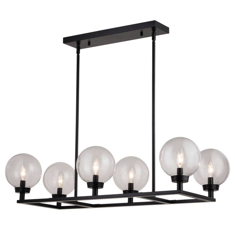 Lander Matte Black Transitional Chandelier Light with Clear Glass Globes