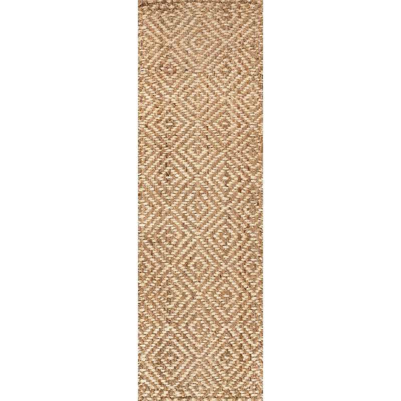 JONATHAN Y Espina Hand Woven Diamond Chunky Jute Area Rug - 2 X 12