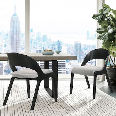Polly Walnut or Black Wood Mid-Century Modern Kitchen Dining Chairs - Set of 2