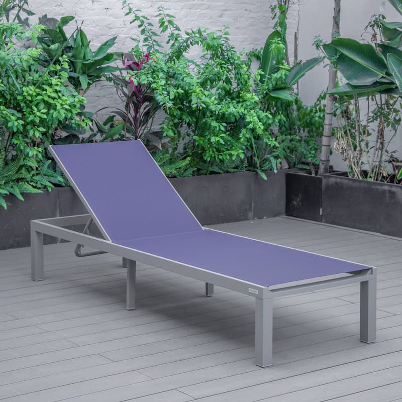 Aluminum Beach Pool Sun Lounge Chair Sling Mesh Fabric Reclining Stackable Lounger Chair