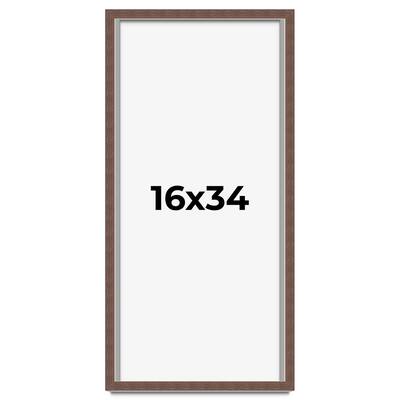 16x34 Shadow Box Frame Brown | 1.125 inches Deep Real Wood Rustic