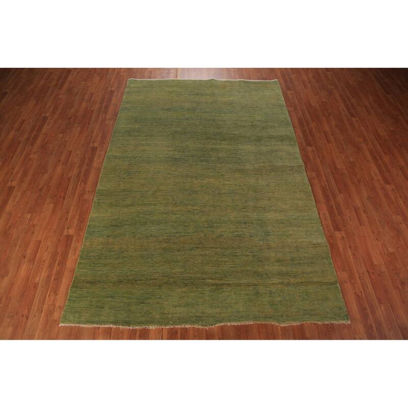 Green & Yellow Gabbeh Modern Area Rug Handmade Wool Carpet - 6'4" x 9'7"