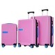 preview thumbnail 14 of 31, Contrast Color 3 Piece Luggage Set Hardside Spinner Suitcase Pink