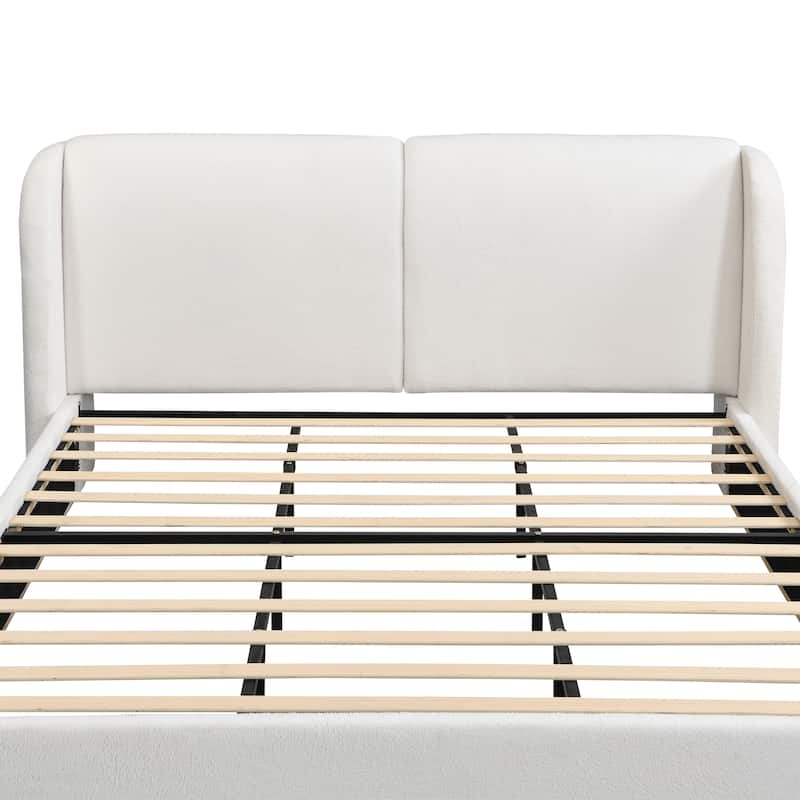 Christopher Knight Home - Valerian Boucle Upholstered Platform Bed with Double-Pillow Headboard